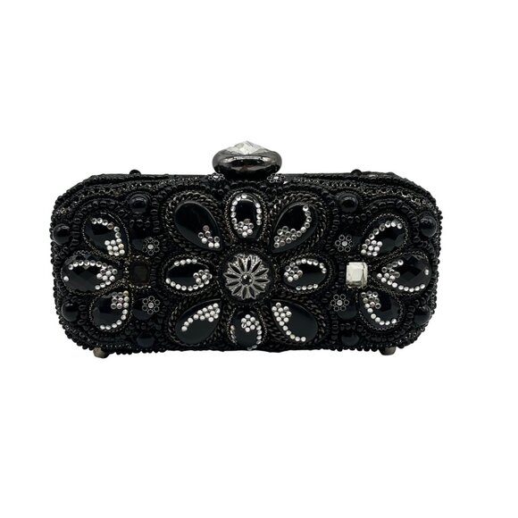Mary Frances Sublime Black Beaded & Jeweled Embellished Clutch - Picture 1 of 12